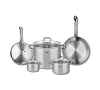 ELO 9503450 Batterie de cuisine 5 pièces, Ensemble de 2 Poêles de cuisson 24 et 28 cm et 3 faitouts 12, 16 et 26 cm Elo Profi Citrin, inox, induction