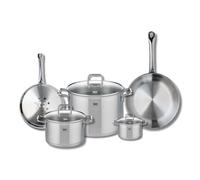ELO 9503550 Batterie de cuisine 5 pièces, Ensemble de 2 Poêles de cuisson 24 et 28 cm et 3 faitouts 12, 20 et 26 cm Elo Profi Citrin, inox, induction