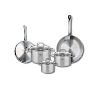 ELO 9503650 Batterie de cuisine 5 pièces, Ensemble de 2 Poêles de cuisson 24 et 28 cm et 3 faitouts 14, 16 et 20 cm Elo Profi Citrin, inox, induction