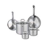 ELO 9503750 Batterie de cuisine 5 pièces, Ensemble de 2 Poêles de cuisson 24 et 28 cm et 3 faitouts 14, 16 et 26 cm Elo Profi Citrin, inox, induction