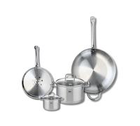 ELO 9505350 Batterie de cuisine 4 pièces, Ensemble de 2 Poêles de cuisson 24 et 32 cm et 2 faitouts 12 et 20 cm Elo Profi Citrin, inox, induction, Gris