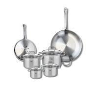 ELO 9507150 Batterie de cuisine 6 pièces, Ensemble de 2 Poêles de cuisson 24 et 32 cm et 4 faitouts 12, 14, 16 et 20 cm Elo Profi Citrin, inox, induction, Gris Clair