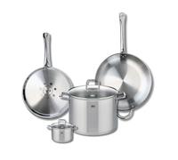 ELO 9508550 Batterie de cuisine 4 pièces, Ensemble de 2 Poêles de cuisson 28 et 32 cm et 2 faitouts 12 et 26 cm Elo Profi Citrin, inox, induction