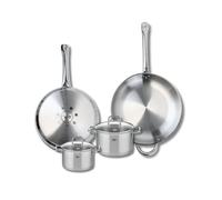 ELO 9508650 Batterie de cuisine 4 pièces, Ensemble de 2 Poêles de cuisson 28 et 32 cm et 2 faitouts 14 et 16 cm Elo Profi Citrin, inox, induction