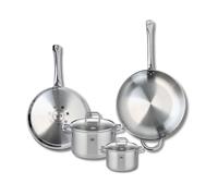 ELO 9508750 Batterie de cuisine 4 pièces, Ensemble de 2 Poêles de cuisson 28 et 32 cm et 2 faitouts 14 et 20 cm Elo Profi Citrin, inox, induction