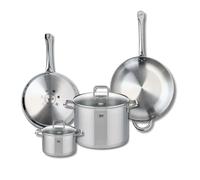 ELO 9509050 Batterie de cuisine 4 pièces, Ensemble de 2 Poêles de cuisson 28 et 32 cm et 2 faitouts 16 et 26 cm Elo Profi Citrin, inox, induction