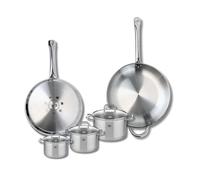 ELO 9509250 Batterie de cuisine 5 pièces, Ensemble de 2 Poêles de cuisson 28 et 32 cm et 3 faitouts 12, 14 et 16 cm Elo Profi Citrin, inox, induction