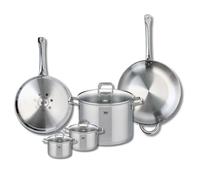 ELO 9509450 Batterie de cuisine 5 pièces, Ensemble de 2 Poêles de cuisson 28 et 32 cm et 3 faitouts 12, 14 et 26 cm Elo Profi Citrin, inox, induction