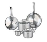 ELO 9509750 Batterie de cuisine 5 pièces, Ensemble de 2 Poêles de cuisson 28 et 32 cm et 3 faitouts 12, 20 et 26 cm Elo Profi Citrin, inox, induction
