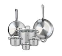 ELO 9510350 Batterie de cuisine 6 pièces, Ensemble de 2 Poêles de cuisson 28 et 32 cm et 4 faitouts 12, 14, 16 et 26 cm Elo Profi Citrin, inox, induction