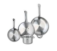 Ensemble de 3 Poêles de cuisson 24, 28 et 32 cm et 1 faitout 16 cm Elo Profi Citrin