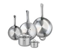 ELO 9511550 Batterie de cuisine 5 pièces, Ensemble de 3 Poêles de cuisson 24, 28 et 32 cm et 2 faitouts 12 et 20 cm Elo Profi Citrin, inox, induction, Gris
