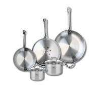 ELO 9511750 Batterie de cuisine 5 pièces, Ensemble de 3 Poêles de cuisson 24, 28 et 32 cm et 2 faitouts 14 et 16 cm Elo Profi Citrin, inox, induction