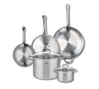 ELO 9512150 Batterie de cuisine 5 pièces, Ensemble de 3 Poêles de cuisson 24, 28 et 32 cm et 2 faitouts 16 et 26 cm Elo Profi Citrin, inox, induction, Gris