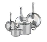 ELO 9512250 Batterie de cuisine 5 pièces, Ensemble de 3 Poêles de cuisson 24, 28 et 32 cm et 2 faitouts 20 et 26 cm Elo Profi Citrin, inox, induction