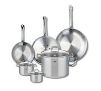 ELO 9512550 Batterie de cuisine 6 pièces, Ensemble de 3 Poêles de cuisson 24, 28 et 32 cm et 3 faitouts 12, 14 et 26 cm Elo Profi Citrin, inox, induction