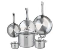 ELO 9512750 Batterie de cuisine 6 pièces, Ensemble de 3 Poêles de cuisson 24, 28 et 32 cm et 3 faitouts 12, 16 et 26 cm Elo Profi Citrin, inox, induction, Gris