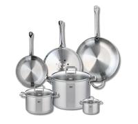 ELO 9512850 Batterie de cuisine 6 pièces, Ensemble de 3 Poêles de cuisson 24, 28 et 32 cm et 3 faitouts 12, 20 et 26 cm Elo Profi Citrin, inox, induction, Gris