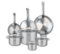 ELO 9513750 Batterie de cuisine 7 pièces, Ensemble de 3 Poêles de cuisson 24, 28 et 32 cm et 4 faitouts 14, 16, 20 et 26 cm Elo Profi Citrin, inox, induction