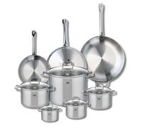 ELO 9513850 Batterie de cuisine 8 pièces, Ensemble de 3 Poêles de cuisson 24, 28 et 32 cm et 5 faitouts 12, 14, 16, 20 et 26 cm Elo Profi Citrin, inox, induction, Gris