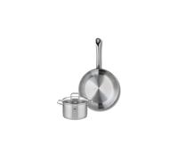 ELO 9692350 Batterie de cuisine 2 pièces, Ensemble de 1 Poêle de cuisson 24 cm et 1 faitout 14 cm Elo Profi Citrin, inox, induction