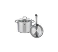 ELO 9692650 Batterie de cuisine 2 pièces, Ensemble de 1 Poêle de cuisson 24 cm et 1 faitout 26 cm Elo Profi Citrin, inox, induction