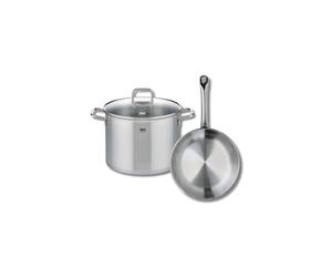 ELO 9692650 Batterie de cuisine 2 pièces, Ensemble de 1 Poêle de cuisson 24 cm et 1 faitout 26 cm Elo Profi Citrin, inox, induction