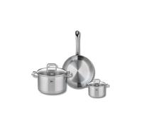 ELO 9692950 Batterie de cuisine 3 pièces, Ensemble de 1 Poêle de cuisson 24 cm et 2 faitouts 12 et 20 cm Elo Profi Citrin, inox, induction, Gris