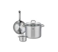 ELO 9693050 Batterie de cuisine 3 pièces, Ensemble de 1 Poêle de cuisson 24 cm et 2 faitouts 12 et 26 cm Elo Profi Citrin, inox, induction