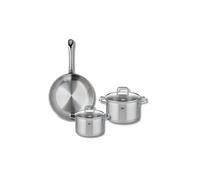 ELO 9693150 Batterie de cuisine 3 pièces, Ensemble de 1 Poêle de cuisson 24 cm et 2 faitouts 14 et 16 cm Elo Profi Citrin, inox, induction