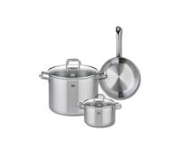 ELO 9693550 Batterie de cuisine 3 pièces, Ensemble de 1 Poêle de cuisson 24 cm et 2 faitouts 16 et 26 cm Elo Profi Citrin, inox, induction