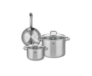 ELO 9693650 Batterie de cuisine 3 pièces, Ensemble de 1 Poêle de cuisson 24 cm et 2 faitouts 20 et 26 cm Elo Profi Citrin, inox, induction