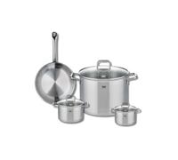 ELO 9693950 Batterie de cuisine 4 pièces, Ensemble de 1 Poêle de cuisson 24 cm et 3 faitouts 12, 14 et 26 cm Elo Profi Citrin, inox, induction, Gris