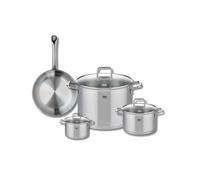 ELO 9694150 Batterie de cuisine 4 pièces, Ensemble de 1 Poêle de cuisson 24 cm et 3 faitouts 12, 16 et 26 cm Elo Profi Citrin, inox, induction
