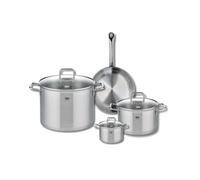 ELO 9694250 Batterie de cuisine 4 pièces, Ensemble de 1 Poêle de cuisson 24 cm et 3 faitouts 12, 20 et 26 cm Elo Profi Citrin, inox, induction