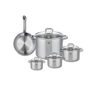 ELO 9694850 Batterie de cuisine 5 pièces, Ensemble de 1 Poêle de cuisson 24 cm et 4 faitouts 12, 14, 16 et 26 cm Elo Profi Citrin, inox, induction, Gris