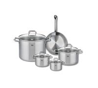 ELO 9694950 Batterie de cuisine 5 pièces, Ensemble de 1 Poêle de cuisson 24 cm et 4 faitouts 12, 14, 20 et 26 cm Elo Profi Citrin, inox, induction, Gris Argent