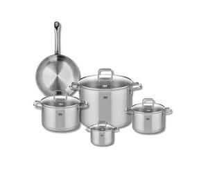 ELO 9695050 Batterie de cuisine 5 pièces, Ensemble de 1 Poêle de cuisson 24 cm et 4 faitouts 12, 16, 20 et 26 cm Elo Profi Citrin, inox, induction