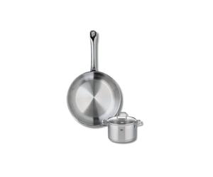 ELO 9695450 Batterie de cuisine 2 pièces, Ensemble de 1 Poêle de cuisson 28 cm et 1 faitout 14 cm Elo Profi Citrin, inox, induction