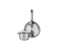 ELO 9695550 Batterie de cuisine 2 pièces, Ensemble de 1 Poêle de cuisson 28 cm et 1 faitout 16 cm Elo Profi Citrin, inox, induction