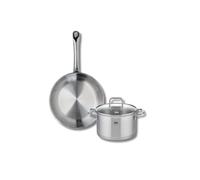 ELO 9695650 Batterie de cuisine 2 pièces, Ensemble de 1 Poêle de cuisson 28 cm et 1 faitout 20 cm Elo Profi Citrin, inox, induction
