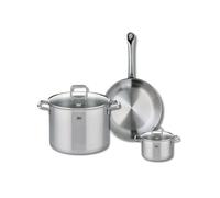 ELO 9696450 Batterie de cuisine 3 pièces, Ensemble de 1 Poêle de cuisson 28 cm et 2 faitouts 14 et 26 cm Elo Profi Citrin, inox, induction