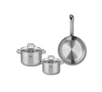 ELO 9696550 Batterie de cuisine 3 pièces, Ensemble de 1 Poêle de cuisson 28 cm et 2 faitouts 16 et 20 cm Elo Profi Citrin, inox, induction