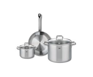 ELO 9696650 Batterie de cuisine 3 pièces, Ensemble de 1 Poêle de cuisson 28 cm et 2 faitouts 16 et 26 cm Elo Profi Citrin, inox, induction