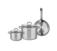 ELO 9696750 Batterie de cuisine 3 pièces, Ensemble de 1 Poêle de cuisson 28 cm et 2 faitouts 20 et 26 cm Elo Profi Citrin, inox, induction