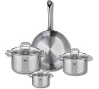 Elo 9697150 Batterie De Cuisine 4 Pièces, Ensemble De 1 Poêle De Cuisson 28 Cm Et 3 Faitouts 12, 16 Et 20 Cm Elo Profi Citrin, Inox, Induction