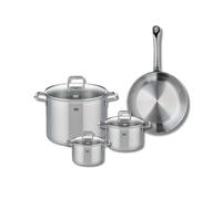 ELO 9697550 Batterie de cuisine 4 pièces, Ensemble de 1 Poêle de cuisson 28 cm et 3 faitouts 14, 16 et 26 cm Elo Profi Citrin, inox, induction