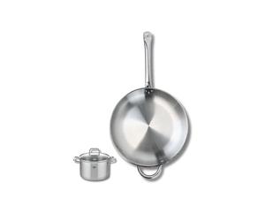 ELO 9698450 Batterie de cuisine 2 pièces, Ensemble de 1 Poêle de cuisson 32 cm et 1 faitout 12 cm Elo Profi Citrin, inox, induction