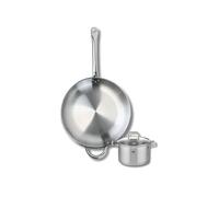 ELO 9698550 Batterie de cuisine 2 pièces, Ensemble de 1 Poêle de cuisson 32 cm et 1 faitout 14 cm Elo Profi Citrin, inox, induction, Gris Perle