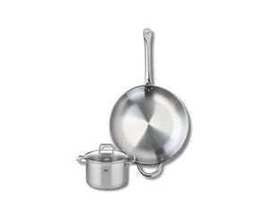 ELO 9698650 Batterie de cuisine 2 pièces, Ensemble de 1 Poêle de cuisson 32 cm et 1 faitout 16 cm Elo Profi Citrin, inox, induction, Gris Argent